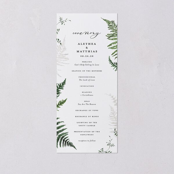 Woodsy Ferns Wedding Program Scottish Green Signature