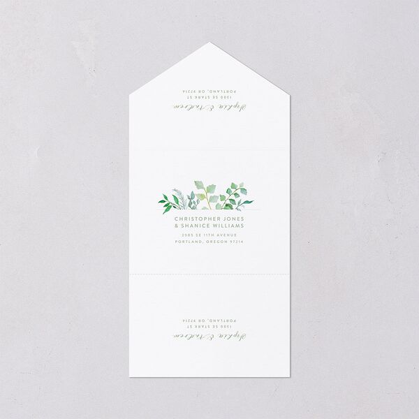 Leafy Ampersand All-in-One Wedding Invitations Eucalyptus Signature Light Both Recipient and Return Addresses No