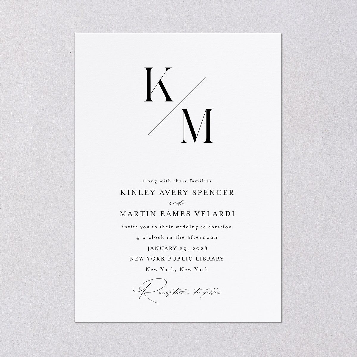 Monogram Slant Wedding Invitations — view 2