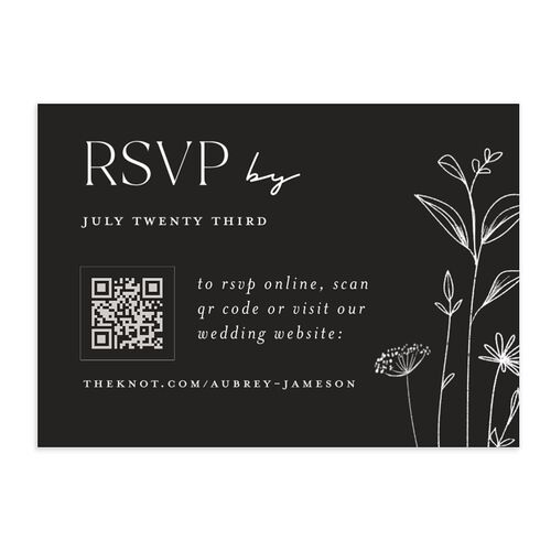 Simple Modern Wildflowers QR Code RSVP Cards Licorice Signature Standard