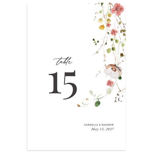 Delicate Wildflower Table Numbers Peach Pink Signature