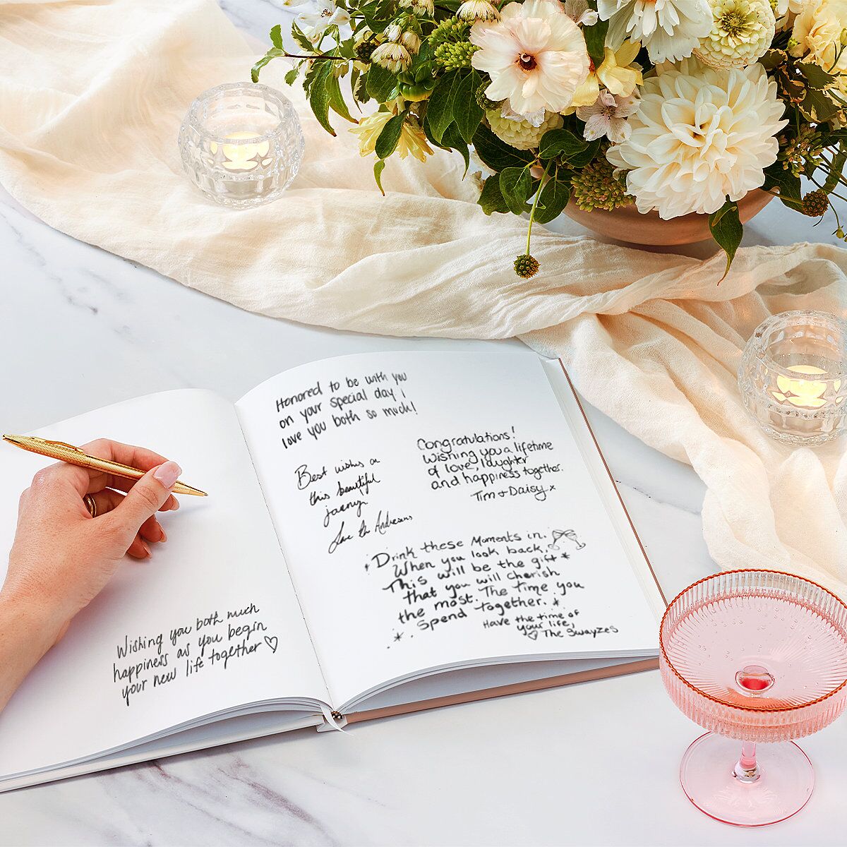 Wild Pansies Guest Books Rose Gold