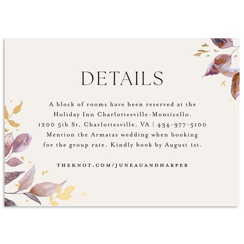 Autumn Frame Wedding Event Detail Cards Gold Orchid Signature Standard
