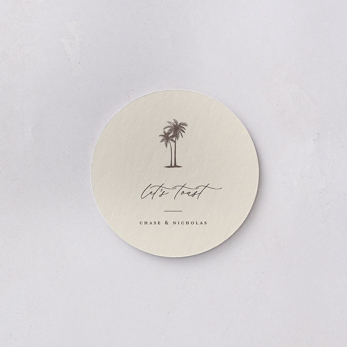 Palm Tree Icon Wedding Day Coasters Champagne Cardboard Circle