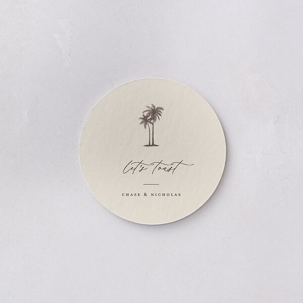 Palm Tree Icon Wedding Day Coasters Champagne Cardboard Circle