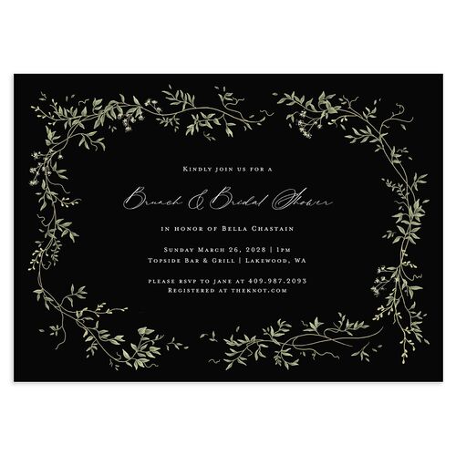 Dainty Fairytale Greenery Bridal Shower Invitations Licorice Signature Blank Standard