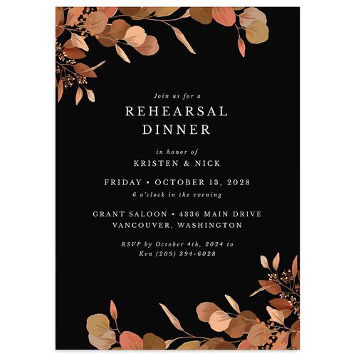 Eucalyptus Frame Rehearsal Dinner Invitations Walnut Signature Blank Standard