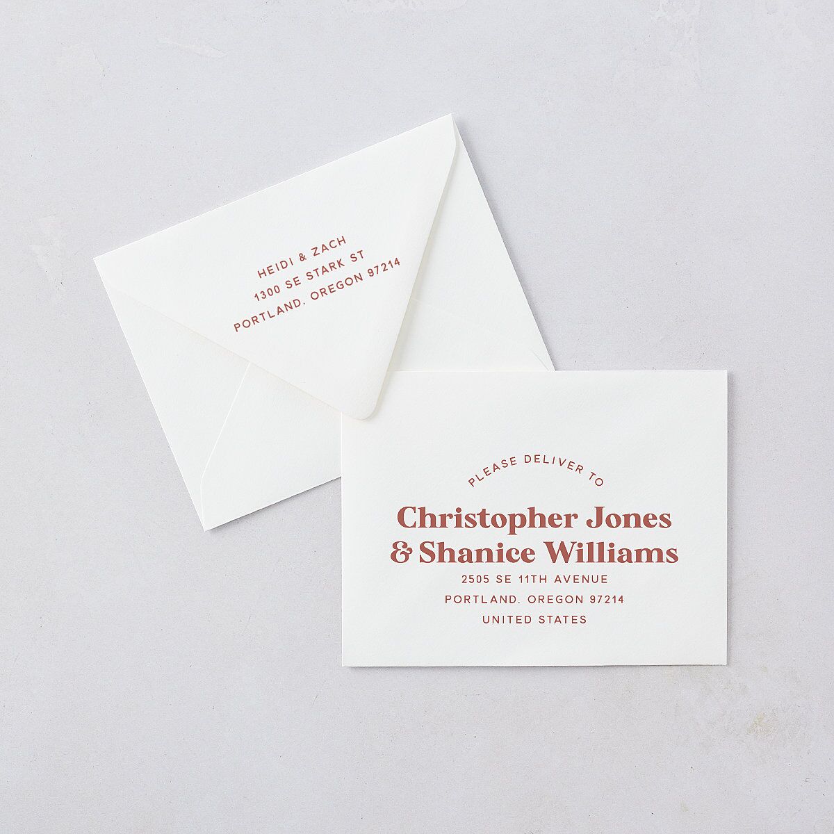 Custom Pet Portrait Thank You Card Euro Envelopes White Desert Rose Both Recipient and Return Addresses Luxe Signature