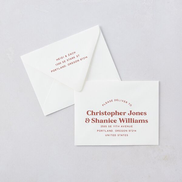 Custom Pet Portrait Thank You Card Euro Envelopes White Desert Rose Both Recipient and Return Addresses Luxe Signature