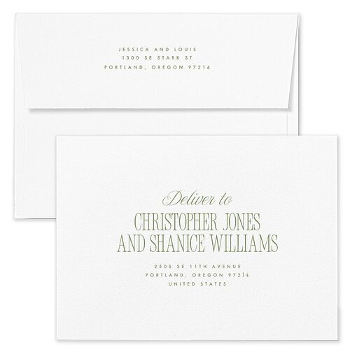 Hollywood Holiday Holiday Card Envelopes Greenery Both Recipient and Return Addresses Standard