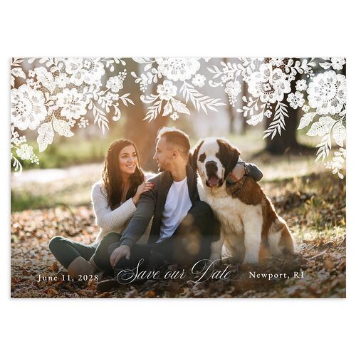 Ornate Lace Save The Date Cards Midnight Signature smooth Blank No Standard