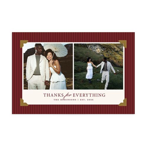 First Christmas Photo Album Thank You Postcards Merlot