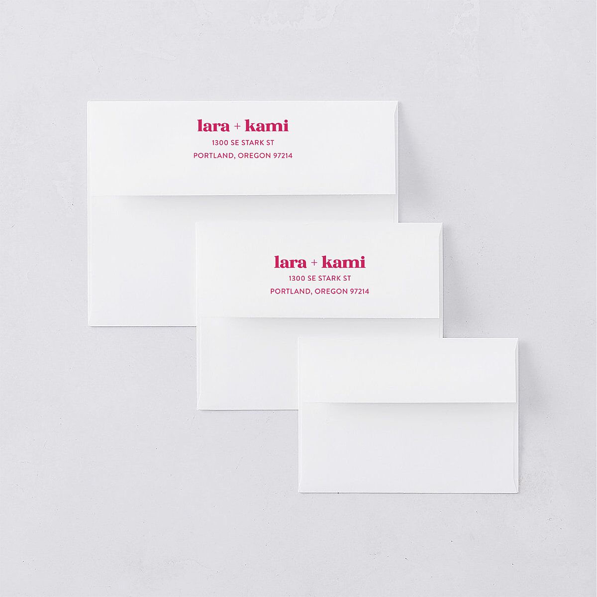 Vibrant Bold Rehearsal Dinner Invitation Envelopes White Hot Pink Both Recipient and Return Addresses Signature Standard