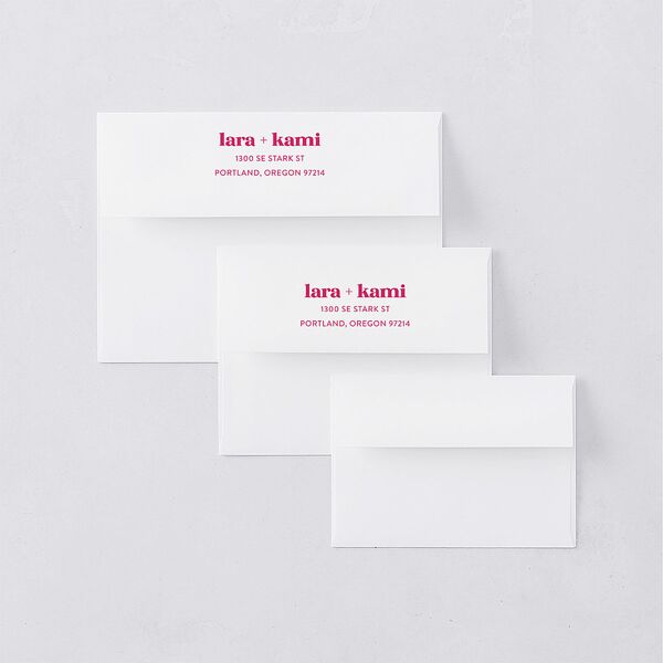 Vibrant Bold Rehearsal Dinner Invitation Envelopes White Hot Pink Both Recipient and Return Addresses Signature Standard