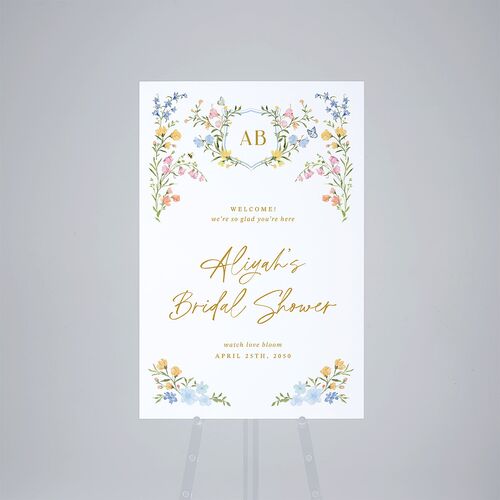 Fairytale Wildflower Crest Bridal Shower Standard Welcome Sign Large Daffodil Standard Outdoor Corrugated L Welcome