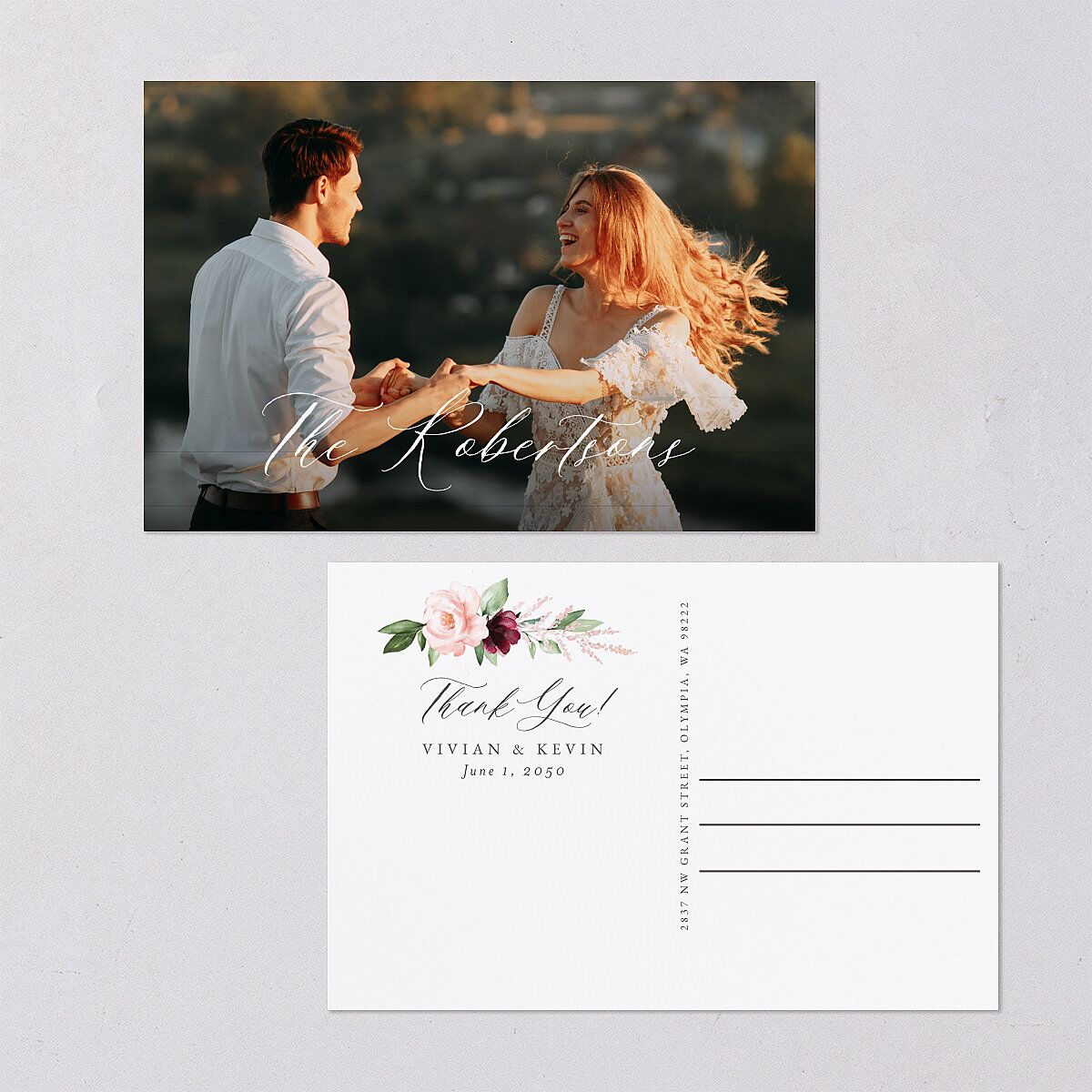 Beloved Floral Thank You Postcards — view 1