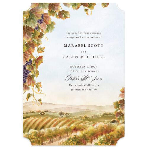 Romantic Vineyard Wedding Invitations Rust Signature Blank No Ticket