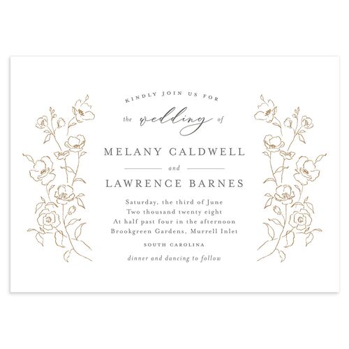 Floral Adornment Wedding Invitations Driftwood Signature Blank No Standard