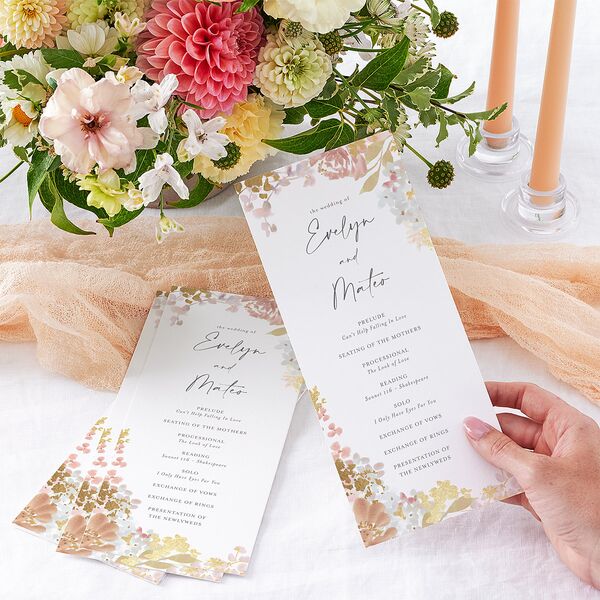Hydrangea Garden Wedding Programs Gold Pink Cotton Signature