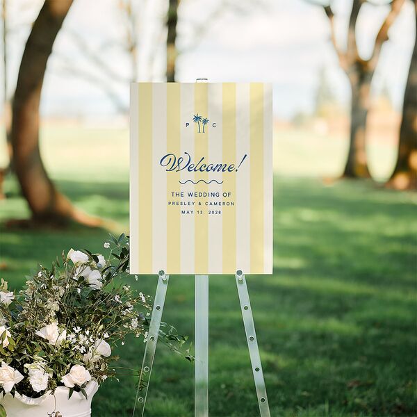 Cabana Stripes Standard Welcome Sign Medium Lemon Standard Indoor Foam Core M Welcome