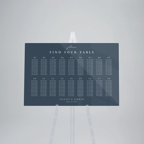 Illuminated Trees Acrylic Seating Chart Large Moody Blue Standard Acrylic L Seating