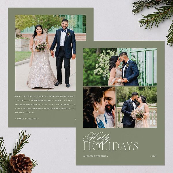 Classic Happy Holiday Cards Thyme Signature Blank Portrait Standard