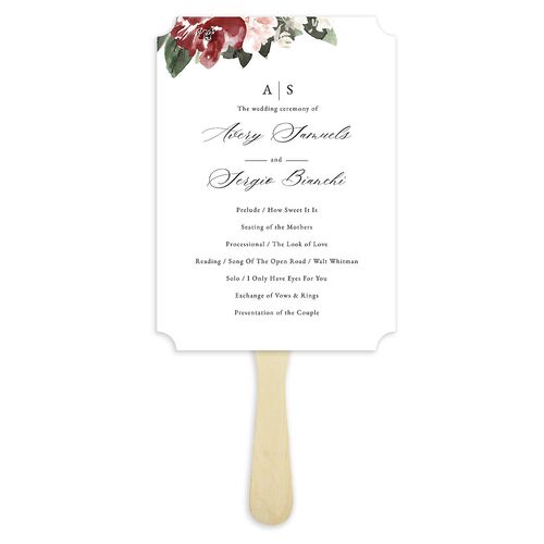Floral Accent Fan Programs Merlot Signature Ticket