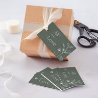 Simple Modern Wildflowers Favor Gift Tags Deep Olive Signature