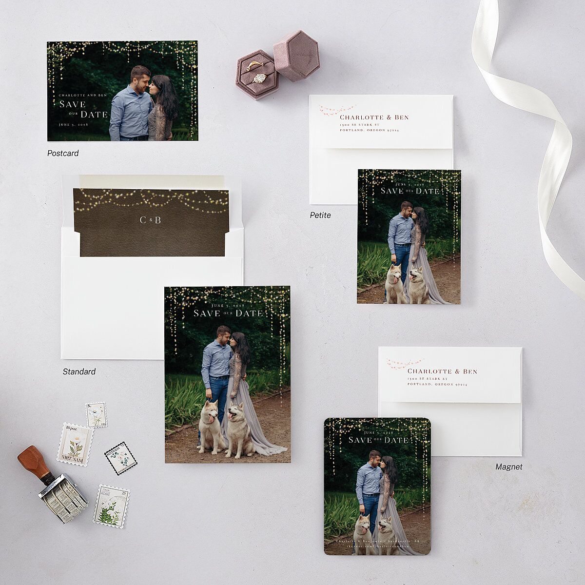 Enchanted Evening Save the Date Petite Cards Rust Signature smooth Blank No Standard