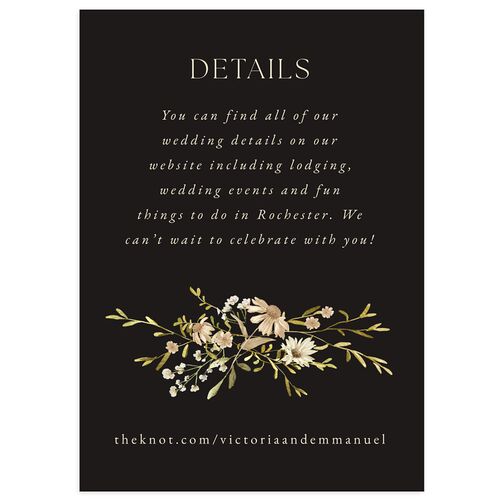 Wildflower Border Wedding Event Detail Cards Midnight Signature Standard