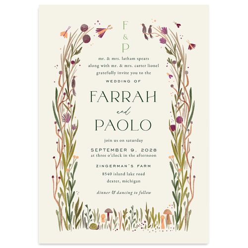 Mushroom Magic Wedding Invitations Mauve Signature Blank No Standard