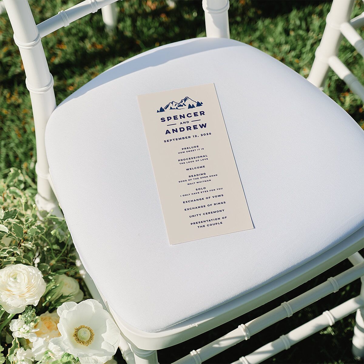 Adventure Icon Wedding Programs Navy Signature