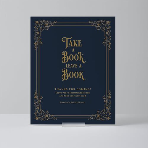 New Chapter Vintage Storybook Bridal Shower Standard Favor Tabletop Sign Small Moody Blue Standard Outdoor Corrugated S Tabletop Favor