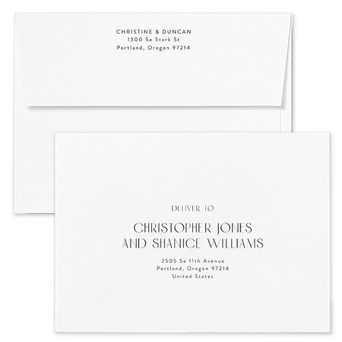 Shimmering Frame Bridal Shower Invitation Envelopes White Off-White Both Recipient and Return Addresses Signature Standard