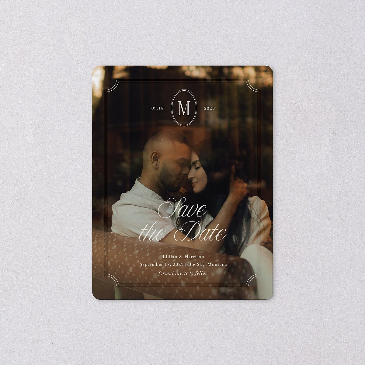 Elegant Oval Monogram Save The Date Magnets Sand Magnet Paper