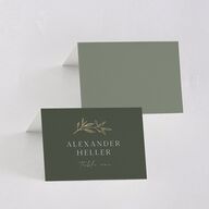 Botanical Accent Foil Place Cards Hunter Green Gold Signature
