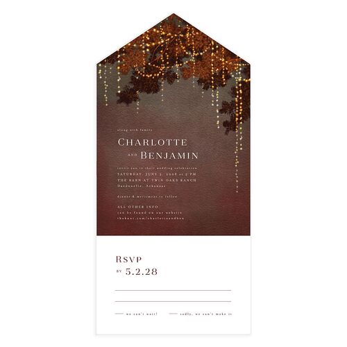 Enchanted Evening All-in-One Wedding Invitations Rust Signature Light Both Recipient and Return Addresses No