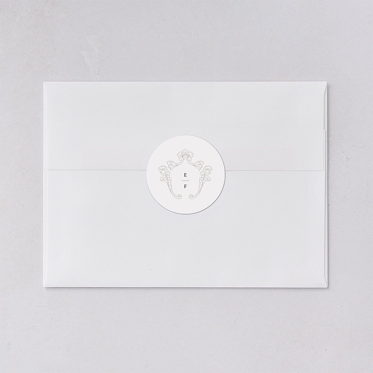 Baroque Border Wedding Stickers Pure White Circle