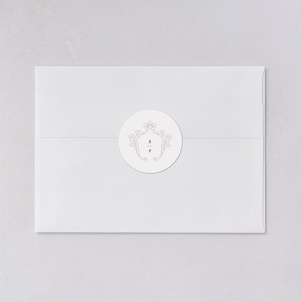 Baroque Border Wedding Stickers Pure White Circle
