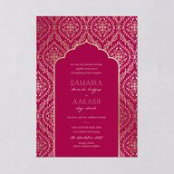 Gilded Lehenga Wedding Invitations Gold Raspberry Signature Blank No