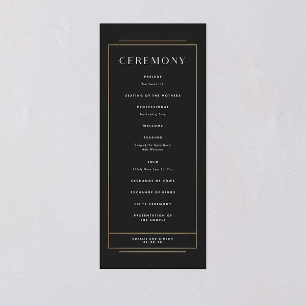 Refined Frame Wedding Programs Gold Charcoal Signature