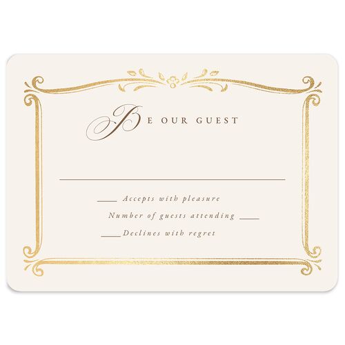 Once Upon a Time Wedding Response Cards Gold Linen Signature Rounded