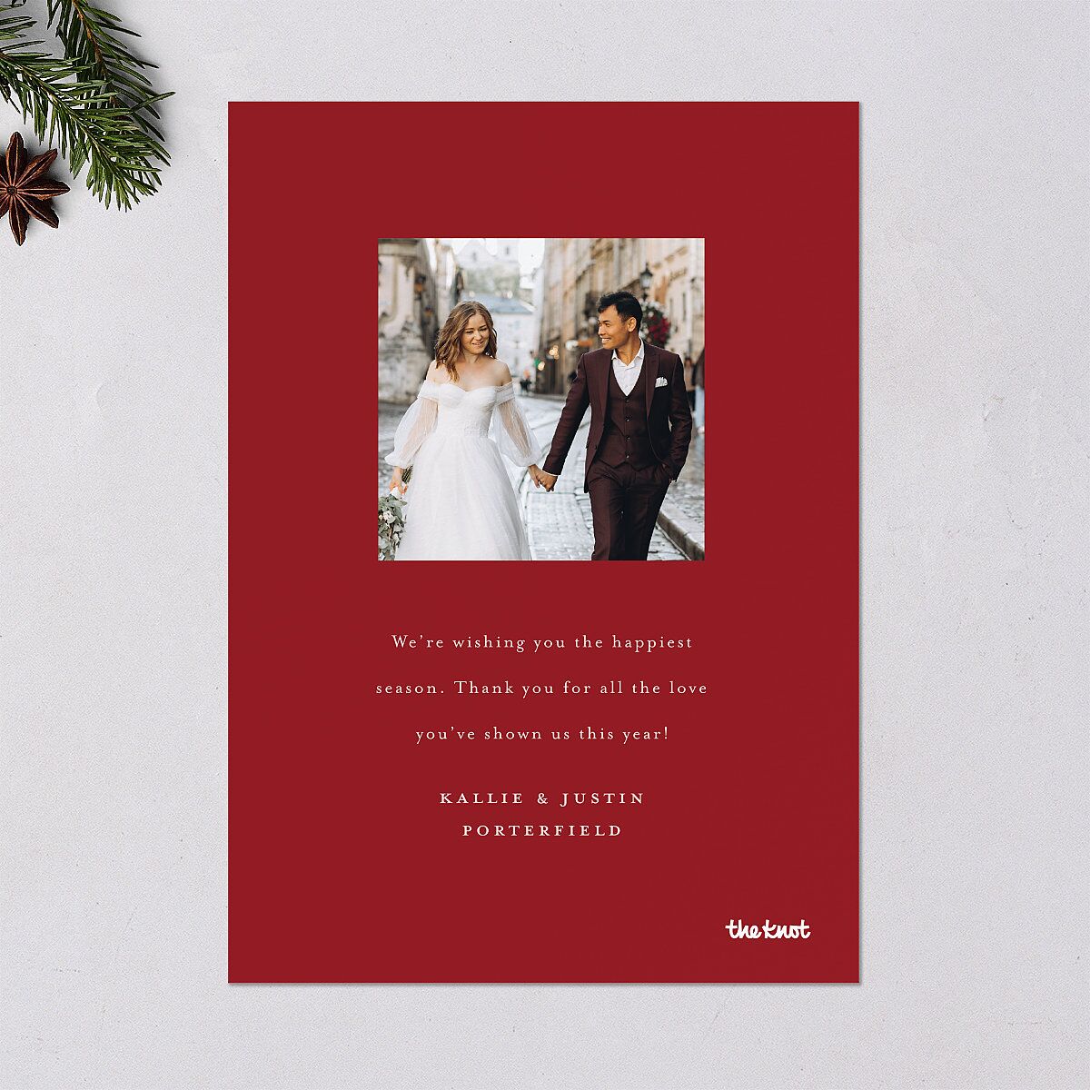 Classic Just Merried Script Holiday Cards Ruby Signature Blank Standard