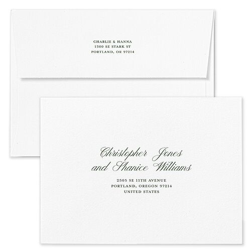 First Christmas Minimalist Bow Photo Holiday Card Envelopes White Pure White Return Address Standard Signature