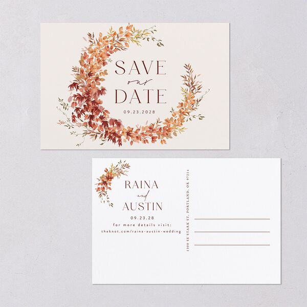 Harvest Crescent Save The Date Postcards Champagne