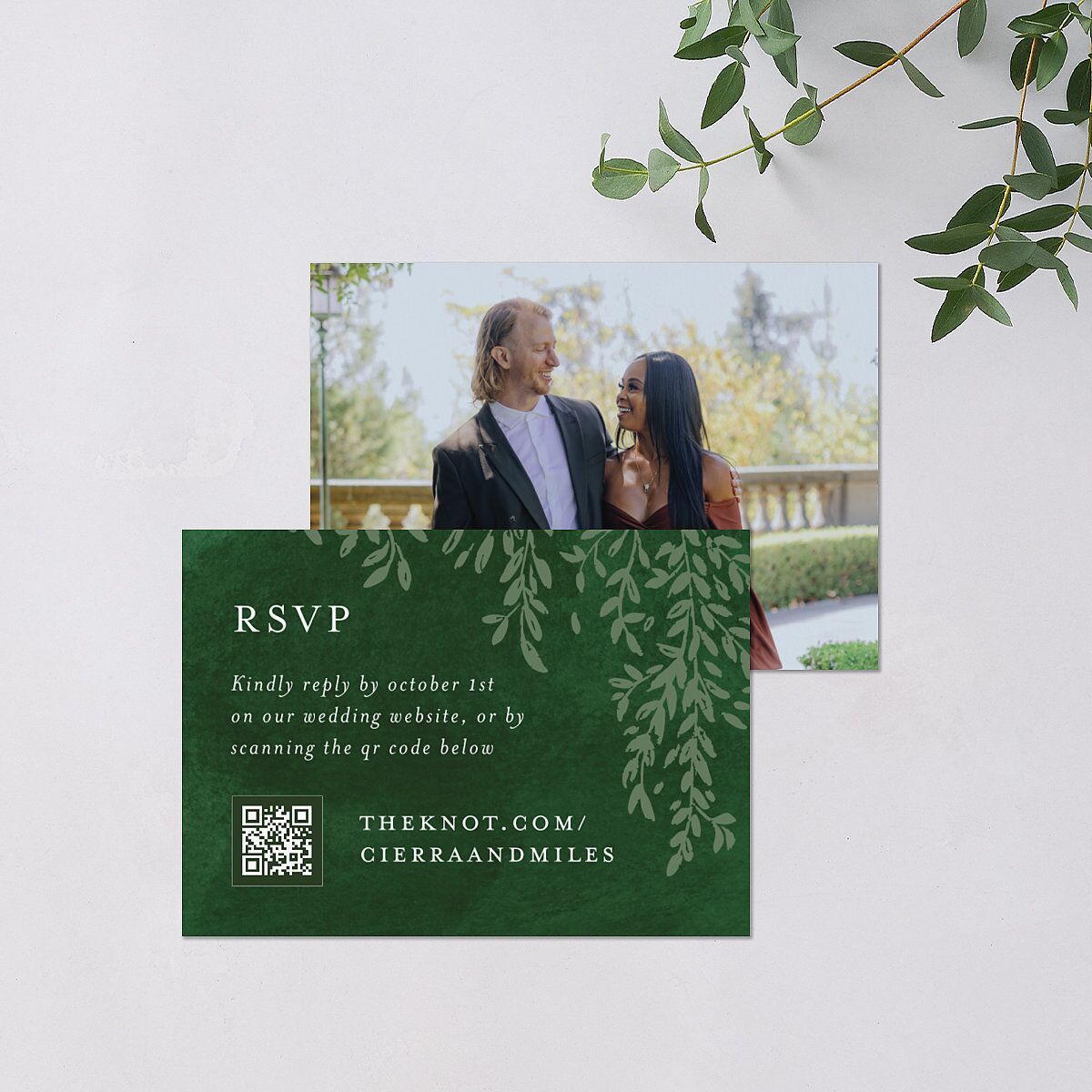 Emerald Forest QR Code RSVP Cards Hunter Green Signature Standard
