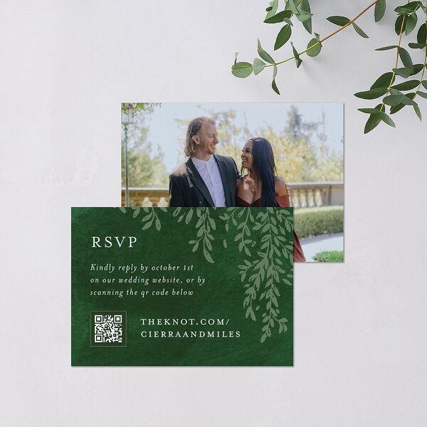 Emerald Forest QR Code RSVP Cards Hunter Green Signature Standard