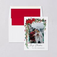 Boho Wildflower Holiday Holiday Cards Ruby Signature Blank
