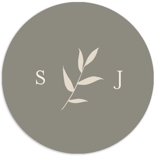 Oval Garland Wedding Stickers Champagne Circle