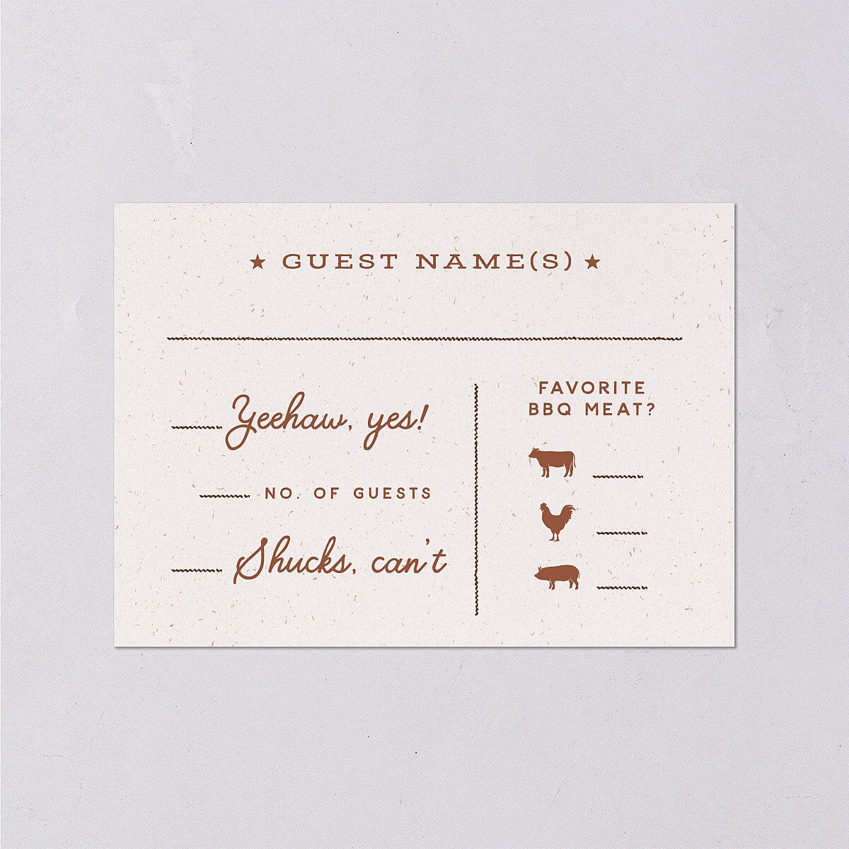 Western I Do BBQ Wedding Response Cards Saddle Signature Standard